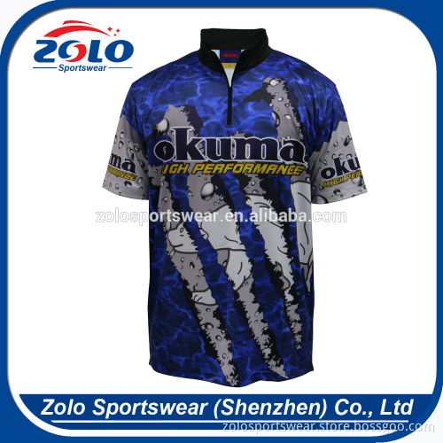 Adult Men's Cheap Sublimation Fishing Shirt With Black 1/4 Zipper